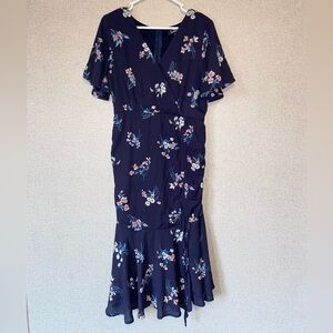 Lulus Blue Floral Dress Size Large